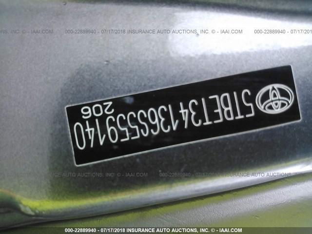 5TBET34136S559140 - 2006 TOYOTA TUNDRA DOUBLE CAB SR5 GRAY photo 9