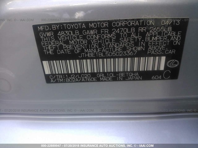 JTHBE1BL5D5023367 - 2013 LEXUS GS 350 SILVER photo 9