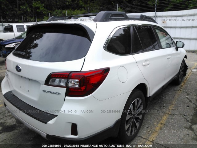 4S4BSBLC9F3248707 - 2015 SUBARU OUTBACK 2.5I LIMITED WHITE photo 4