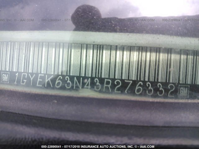 1GYEK63N43R276332 - 2003 CADILLAC ESCALADE LUXURY თეთრი ფოტო 9