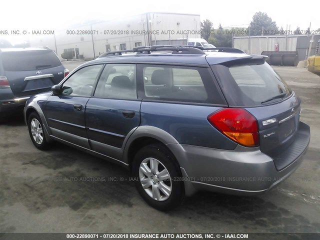 4S4BP61C557362271 - 2005 SUBARU LEGACY OUTBACK 2.5I BLUE photo 3