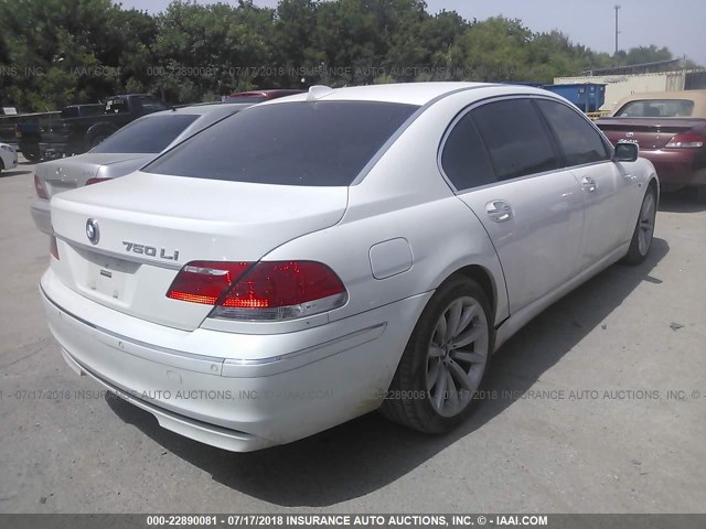 WBAHN835X7DT66252 - 2007 BMW 750 WHITE photo 4