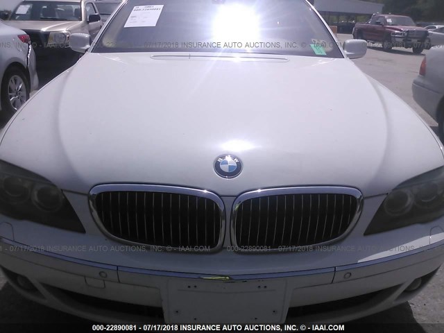 WBAHN835X7DT66252 - 2007 BMW 750 WHITE photo 6