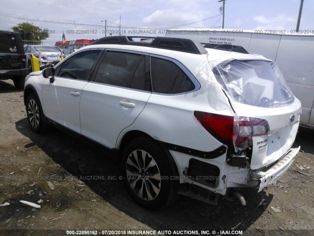 4S4BSBNC4G3308813 - 2016 SUBARU OUTBACK 2.5I LIMITED WHITE photo 3