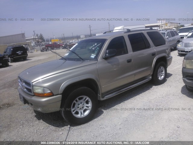 1B4HS58N12F190690 - 2002 DODGE DURANGO SLT PLUS BEIGE photo 2