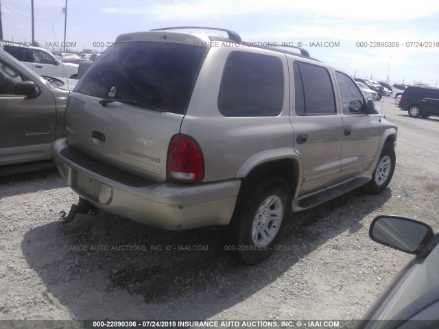 1B4HS58N12F190690 - 2002 DODGE DURANGO SLT PLUS BEIGE photo 4