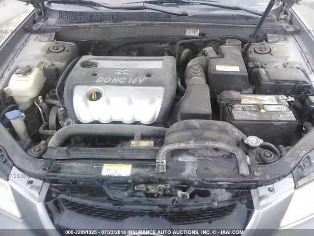 5NPEU46C66H174010 - 2006 HYUNDAI SONATA GLS/LX GRAY photo 10