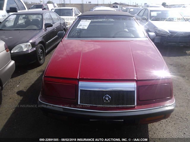 1C3XJ4539MG133878 - 1991 CHRYSLER LEBARON RED photo 6