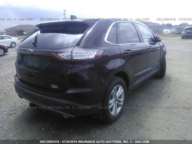 2FMPK4J95JBB23804 - 2018 FORD EDGE SEL MAROON photo 4