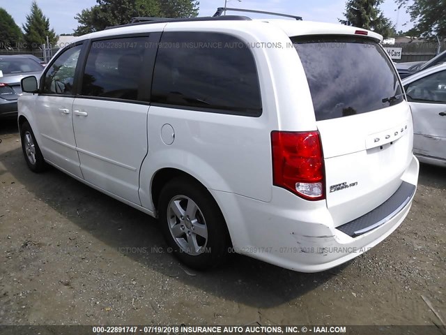 2C4RDGCG7CR404520 - 2012 DODGE GRAND CARAVAN SXT WHITE photo 3