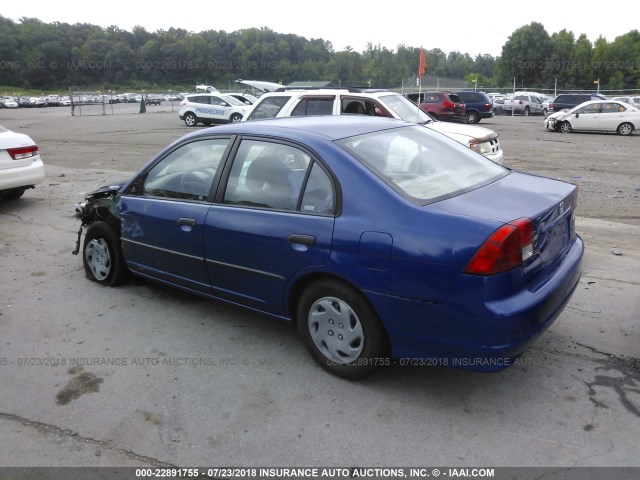 2HGES163X4H634703 - 2004 HONDA CIVIC DX VP BLUE photo 3