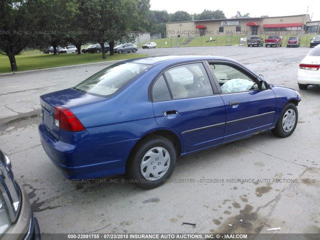 2HGES163X4H634703 - 2004 HONDA CIVIC DX VP BLUE photo 4