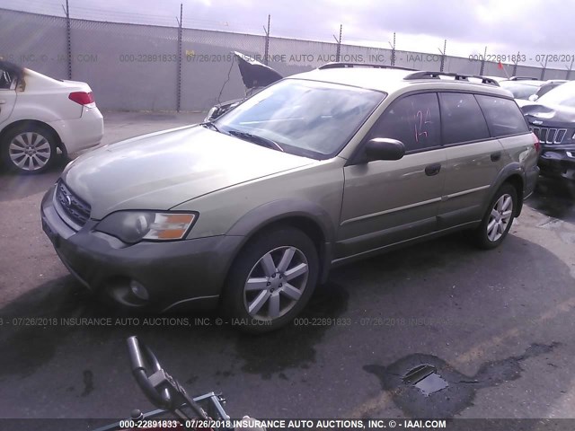 4S4BP61C967312135 - 2006 SUBARU LEGACY OUTBACK 2.5I GREEN photo 2