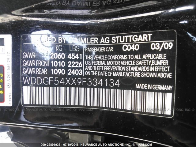 WDDGF54XX9F334134 - 2009 MERCEDES-BENZ C 300 BLACK photo 9