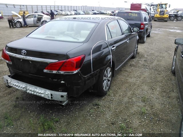 4T1BK3DB8BU375710 - 2011 TOYOTA AVALON LIMITED BLACK photo 4