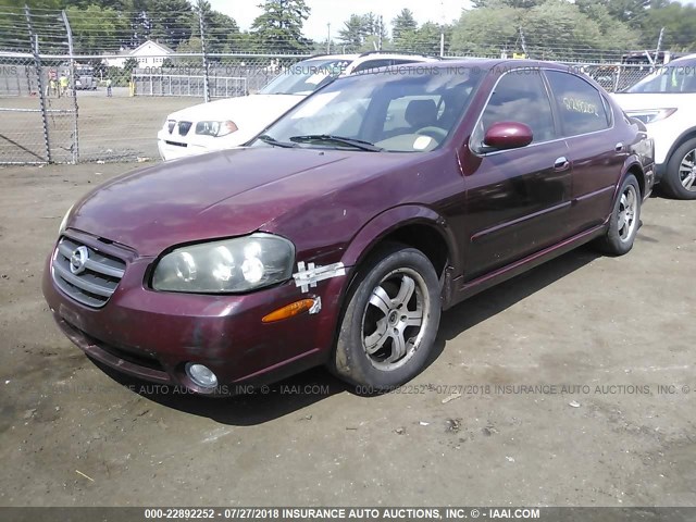 JN1DA31A63T422349 - 2003 NISSAN MAXIMA GLE/SE BURGUNDY photo 2