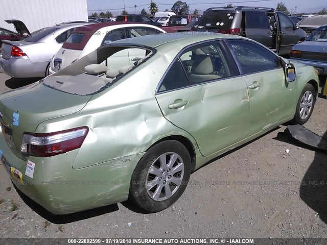 JTNBB46K373042668 - 2007 TOYOTA CAMRY NEW GENERAT HYBRID GREEN photo 4