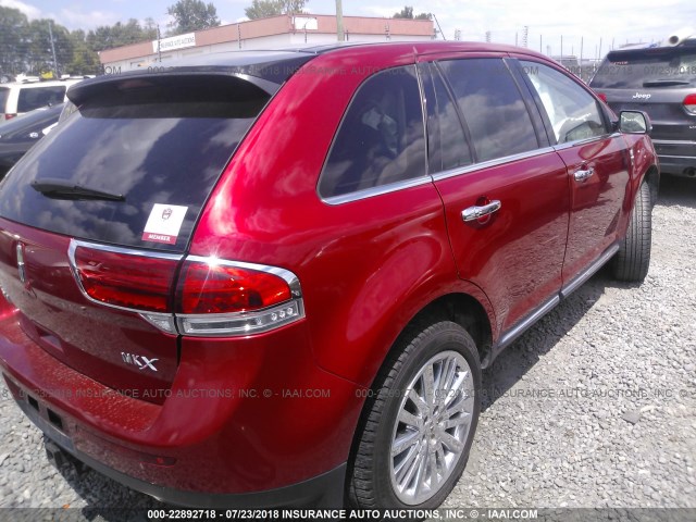 2LMDJ6JK4CBL08406 - 2012 LINCOLN MKX RED photo 4