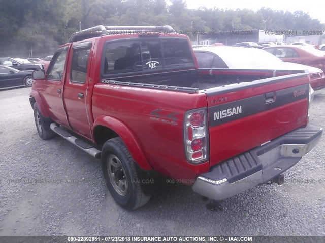 1N6ED27YXYC366945 - 2000 NISSAN FRONTIER CREW CAB XE/CREW CAB SE RED photo 3