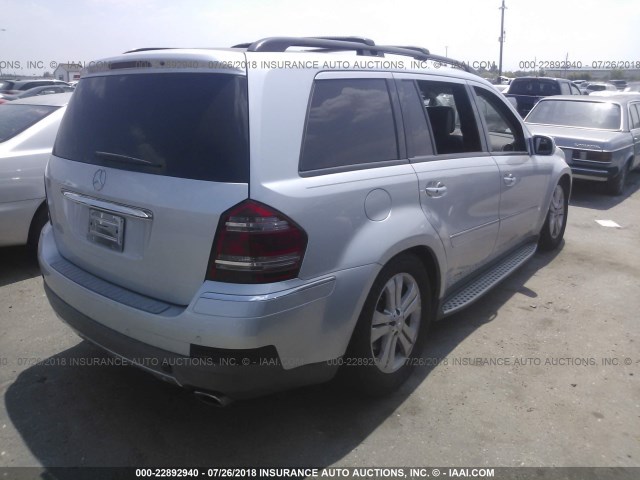 4JGBF71E78A340810 - 2008 MERCEDES-BENZ GL 450 4MATIC SILVER photo 4