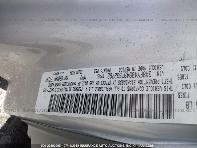 3A8FY48949T532762 - 2009 CHRYSLER PT CRUISER SILVER photo 9