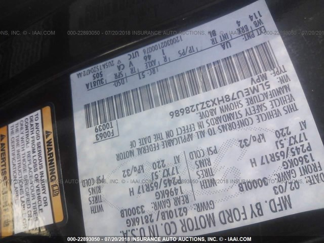 5LMEU78HX3ZJ28686 - 2003 LINCOLN AVIATOR BLACK photo 9