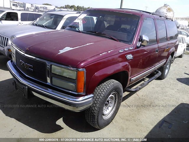 1GKGK26N9NJ728414 - 1992 GMC SUBURBAN K2500 BURGUNDY photo 2