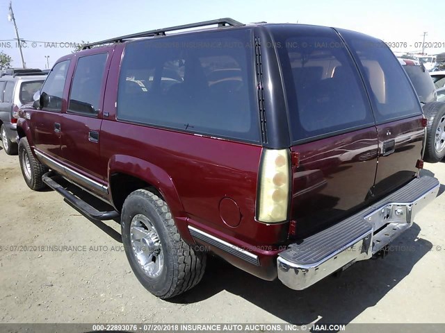 1GKGK26N9NJ728414 - 1992 GMC SUBURBAN K2500 BURGUNDY photo 3