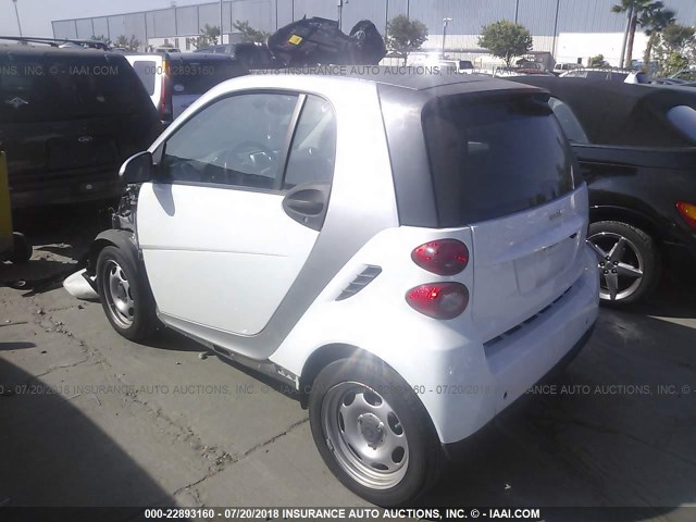 WMEEJ3BAXCK575050 - 2012 SMART FORTWO PURE/PASSION WHITE photo 3