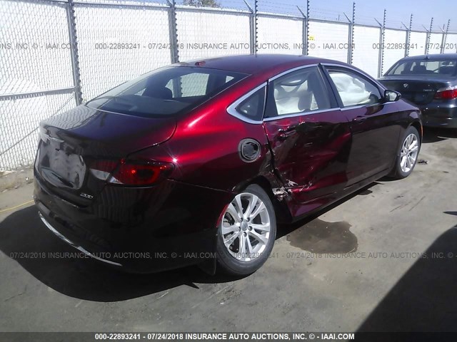 1C3CCCAB3FN528038 - 2015 CHRYSLER 200 LIMITED RED photo 4