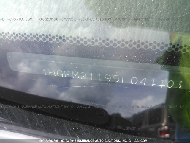 1HGEM21195L041103 - 2005 HONDA CIVIC DX VP BLACK photo 9