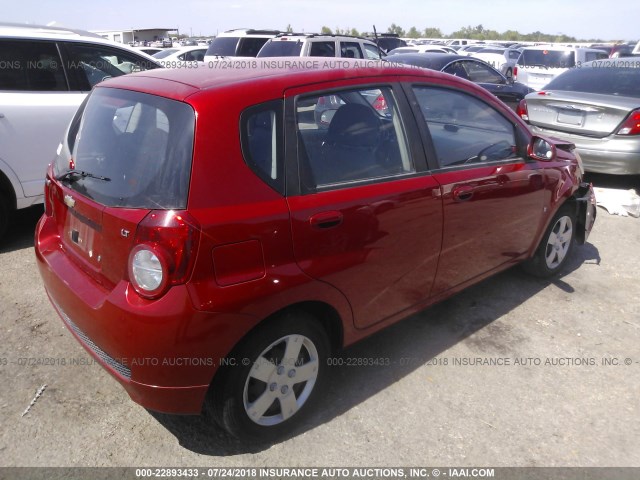 KL1TD66E59B647218 - 2009 CHEVROLET AVEO LS/LT RED photo 4