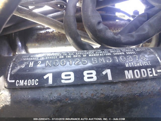 JH2NC0125BM010376 - 1981 HONDA CM400 C BLACK photo 10