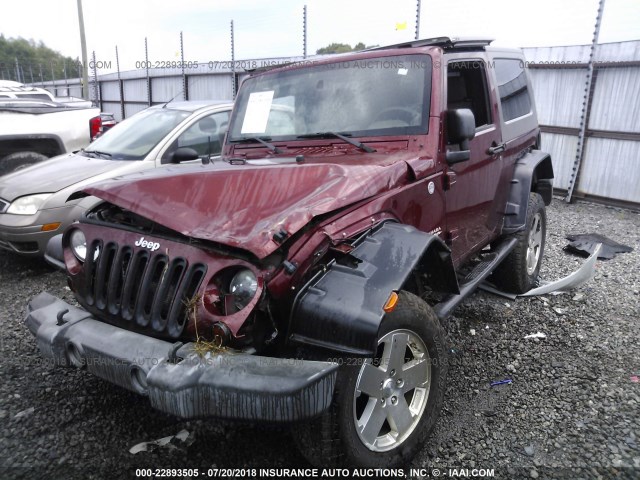 1J4AA5D14AL103756 - 2010 JEEP WRANGLER SAHARA MAROON photo 2