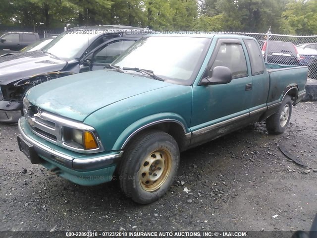 1GCDT19X4TK100531 - 1996 CHEVROLET S TRUCK S10 TEAL photo 2