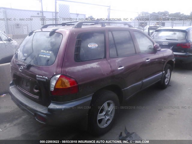 KM8SC13D42U173421 - 2002 HYUNDAI SANTA FE GLS/LX MAROON photo 4