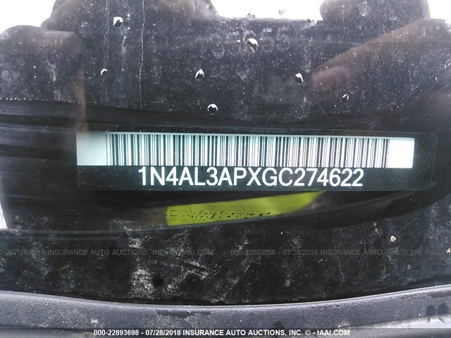 1N4AL3APXGC274622 - 2016 NISSAN ALTIMA 2.5/S/SV/SL/SR SILVER photo 9