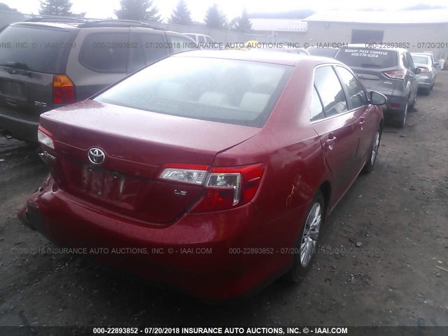 4T1BF1FK0CU569994 - 2012 TOYOTA CAMRY SE/LE/XLE RED photo 4