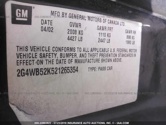 2G4WB52K521265354 - 2002 BUICK REGAL LS 黑色 照片 9