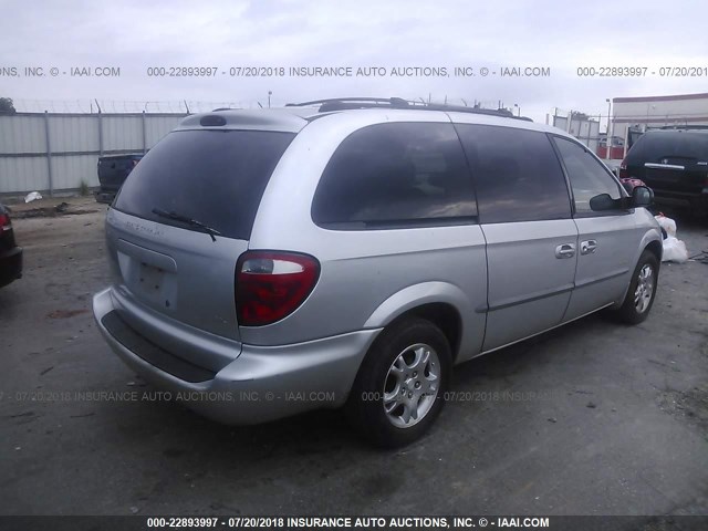 2B8GP74L51R293811 - 2001 DODGE GRAND CARAVAN EX SILVER photo 4