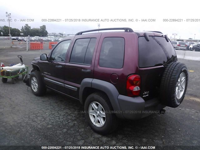 1J4GL48K53W555363 - 2003 JEEP LIBERTY SPORT/FREEDOM BURGUNDY photo 3