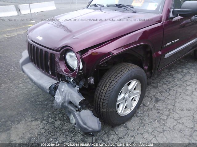 1J4GL48K53W555363 - 2003 JEEP LIBERTY SPORT/FREEDOM BURGUNDY photo 6