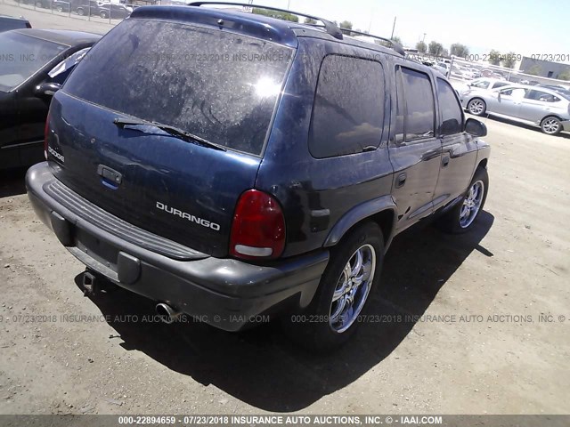 1B4HR38N62F157054 - 2002 DODGE DURANGO SPORT/SXT BLUE photo 4