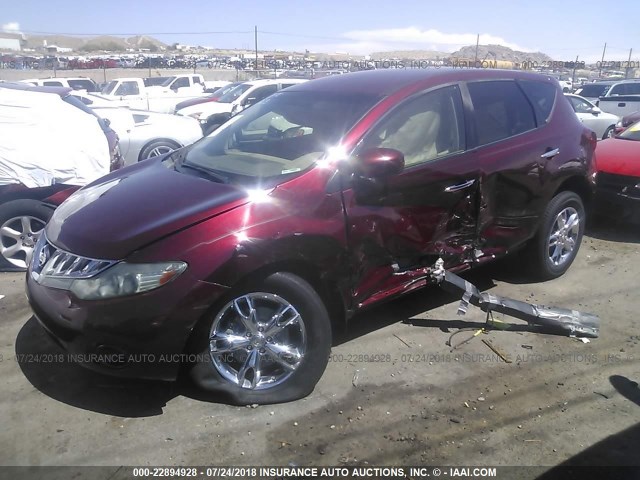 JN8AZ1MU6AW013514 - 2010 NISSAN MURANO S/SL/LE BURGUNDY photo 2