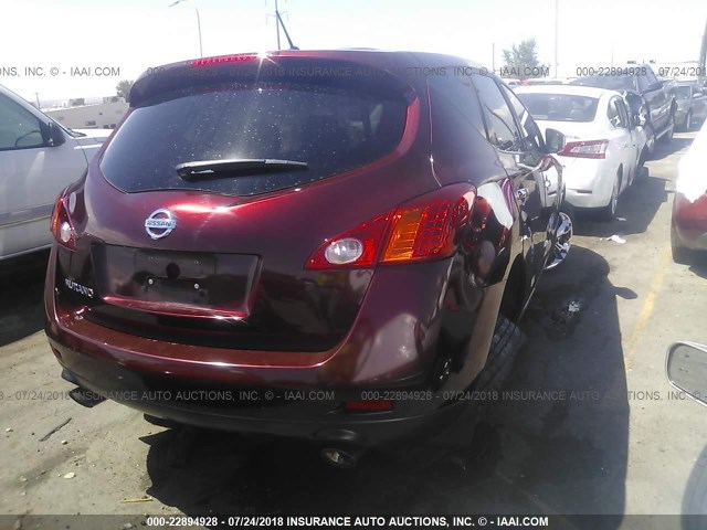 JN8AZ1MU6AW013514 - 2010 NISSAN MURANO S/SL/LE BURGUNDY photo 4