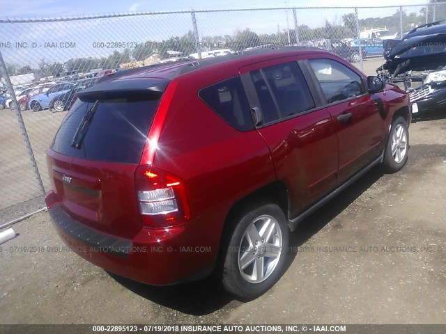 1J8FT47W68D783941 - 2008 JEEP COMPASS SPORT RED photo 4