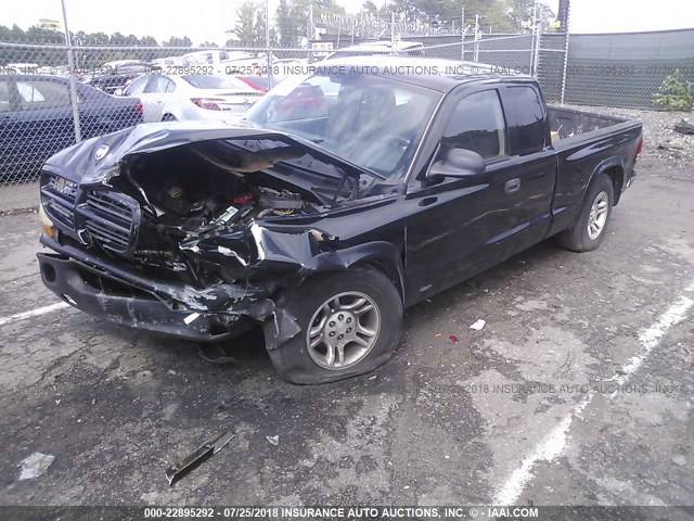 1D7GL12K84S747890 - 2004 DODGE DAKOTA SXT BLACK photo 2