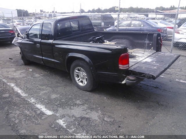 1D7GL12K84S747890 - 2004 DODGE DAKOTA SXT BLACK photo 3