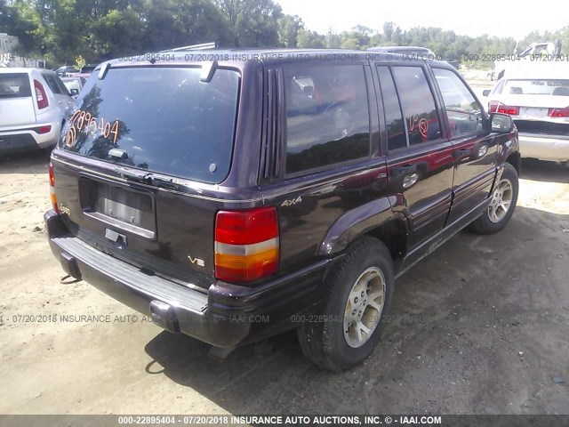 1J4GZ78Y9VC709646 - 1997 JEEP GRAND CHEROKEE LIMITED/ORVIS MAROON photo 4