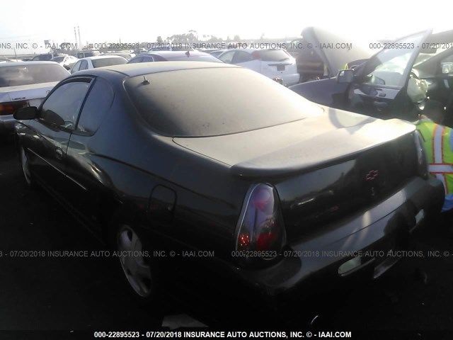 2G1WX15K529290422 - 2002 CHEVROLET MONTE CARLO SS შავი ფოტო 3